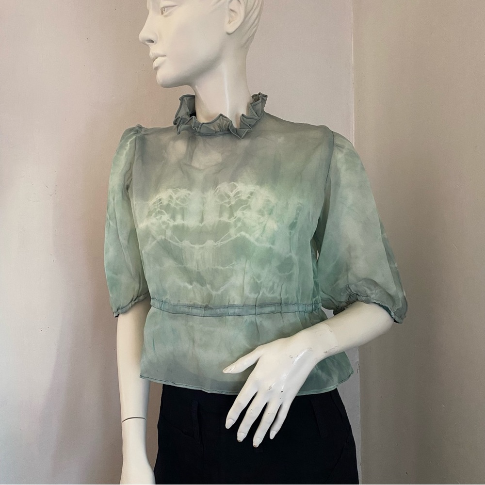Tie Dye Ruffle Sheer Top OOAK
